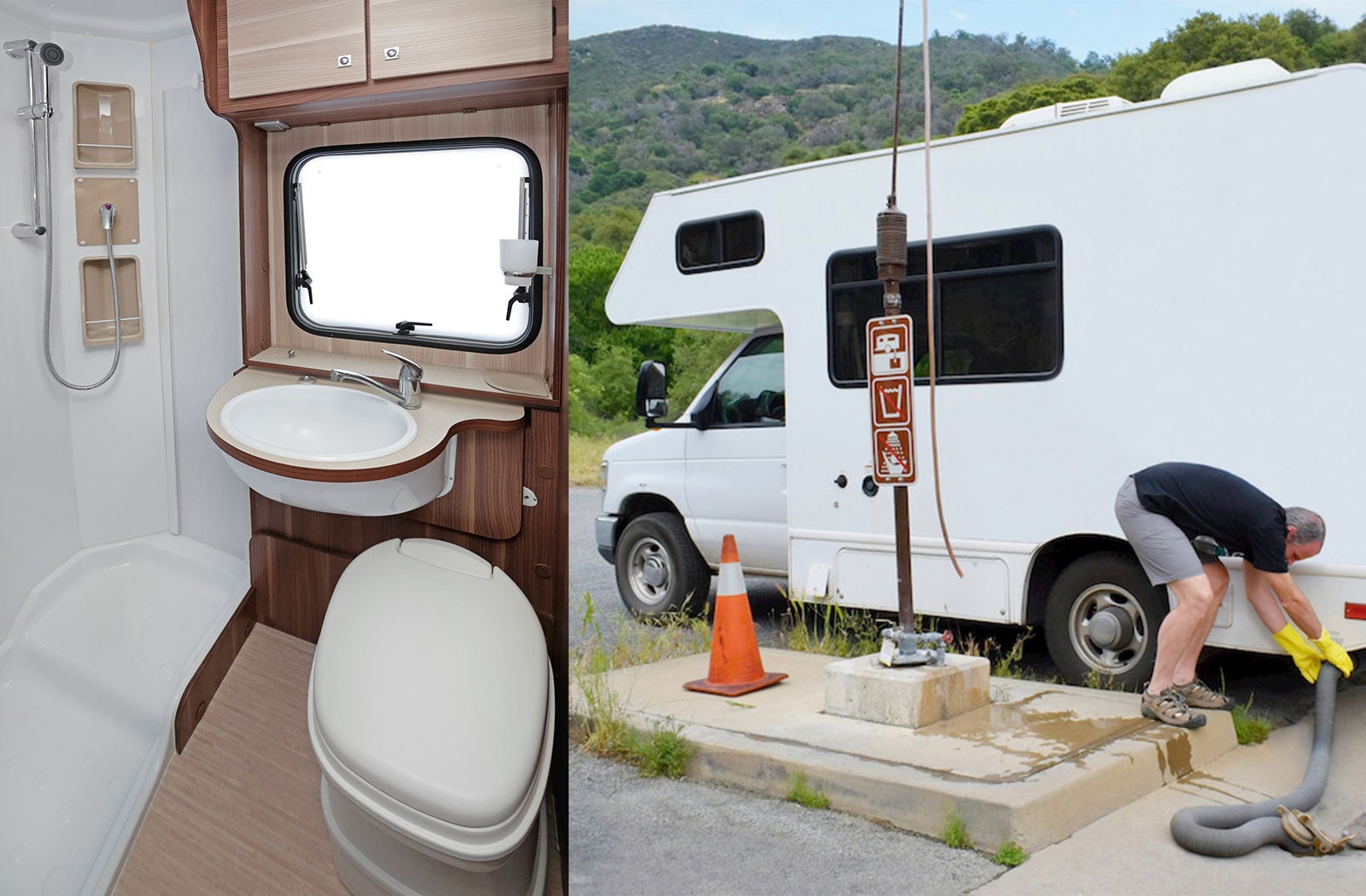 Portable RV/camper toilet and holding tank setup in Tupelo, Mississippi