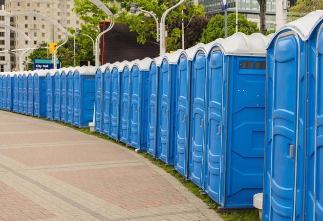 Seasonal porta potty units set up at a Tupelo, Mississippi venue